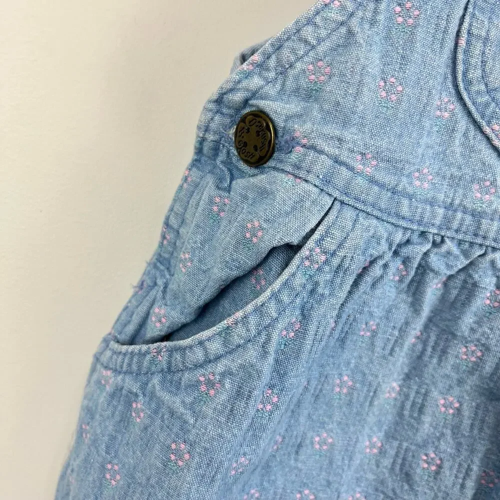 Vintage OshKosh B'gosh Blue Floral Jumper Dress 18 Months USA - Picture 3 of 7